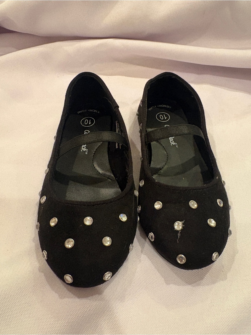 Cat & Jack Black Jewel-Studded Mary Jane Flats
